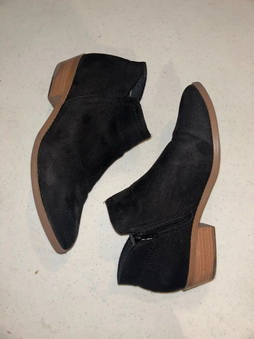 Time and Tru Black Faux Suede Ankle Boots
